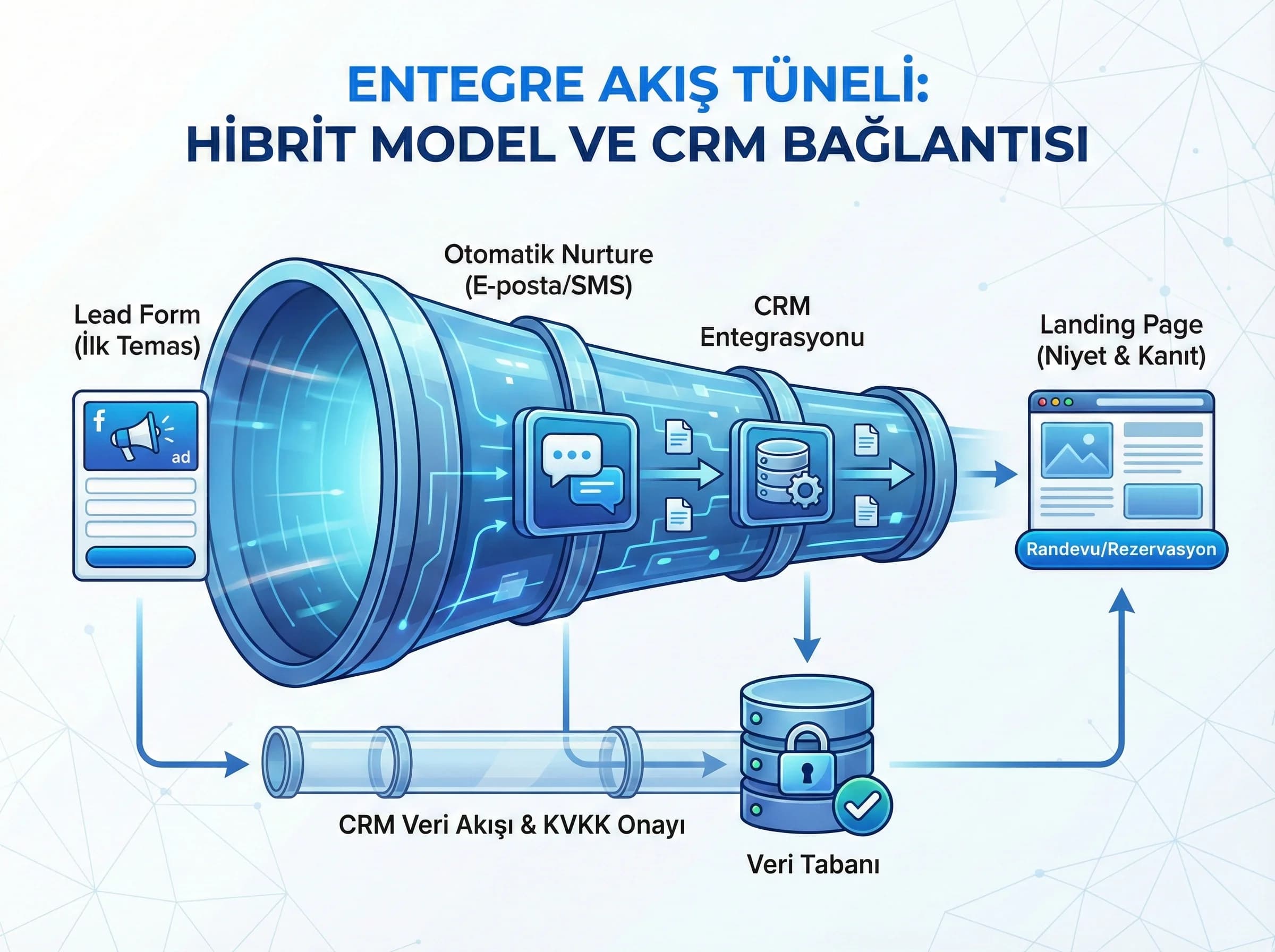 Hibrit model ve CRM entegrasyonu bölüm ayracı, lead nurturing yaklaşımı