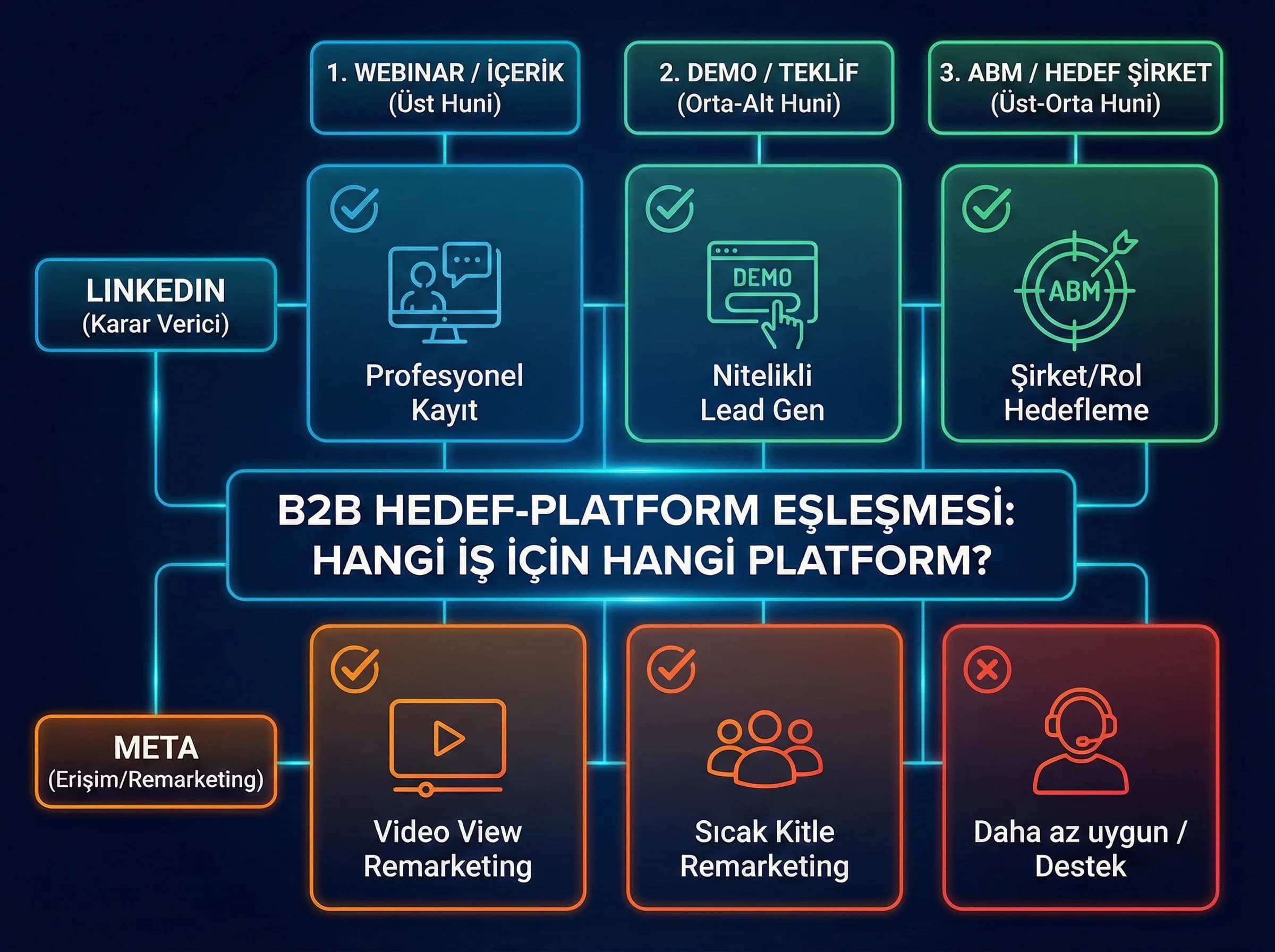Hedefe göre platform seçimi, B2B reklam planlama bölümü