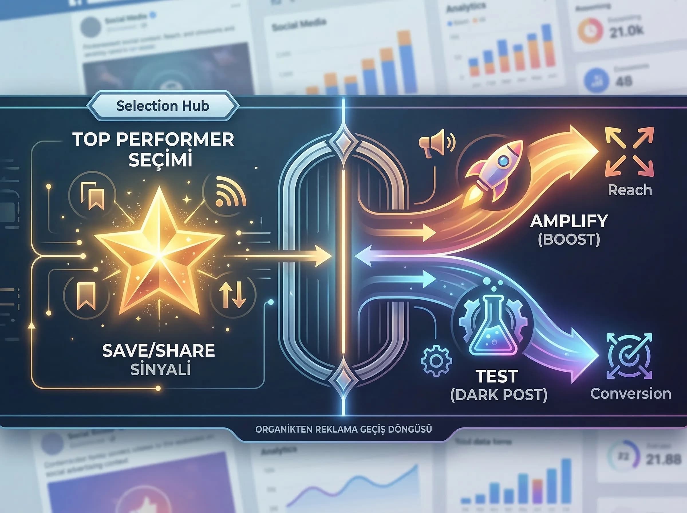 Top performer seçimi + boost vs dark post karar bölümü + sosyal reklam bağlamı