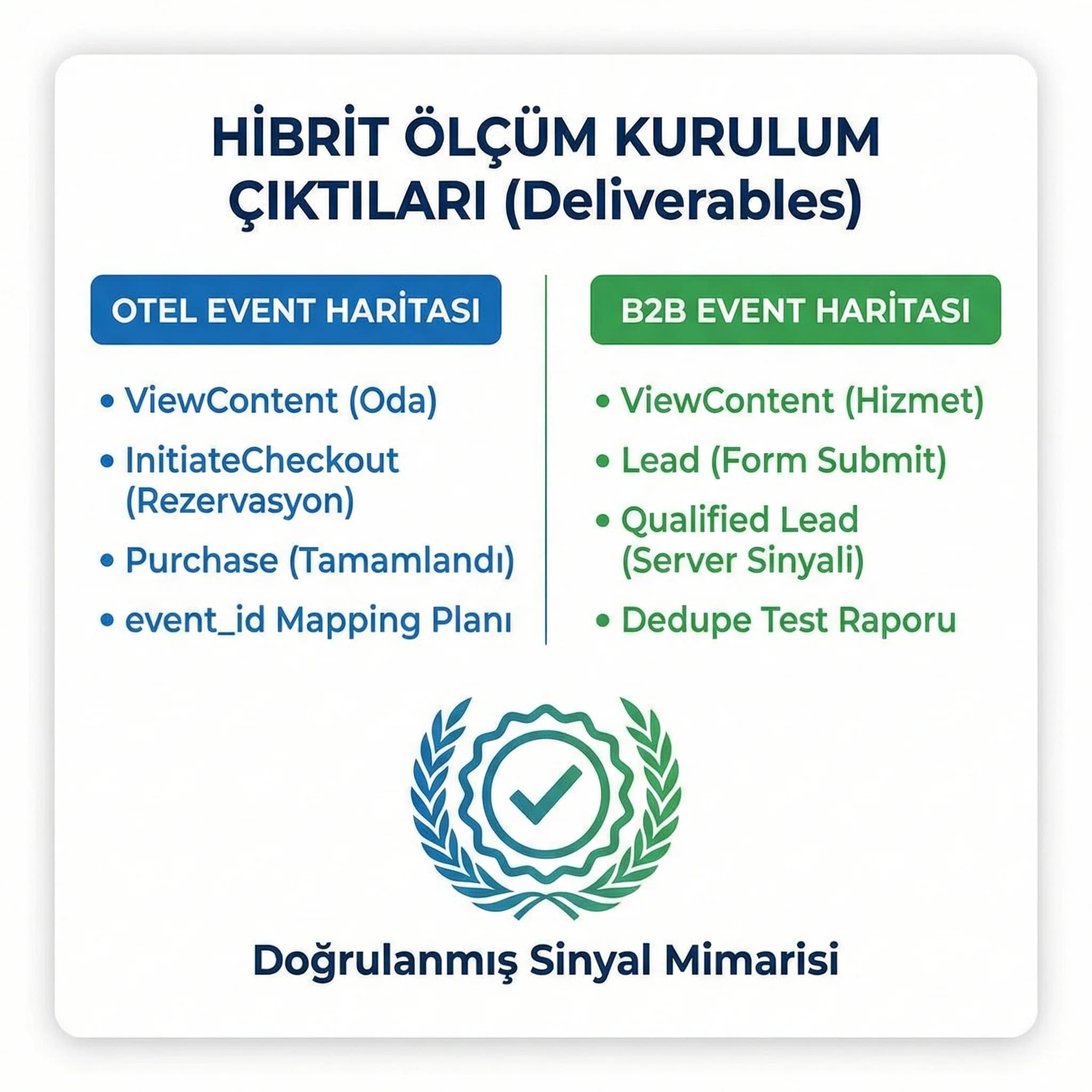 Event tasarım deliverables kartı, Pixel CAPI kurulum çıktıları rehberi