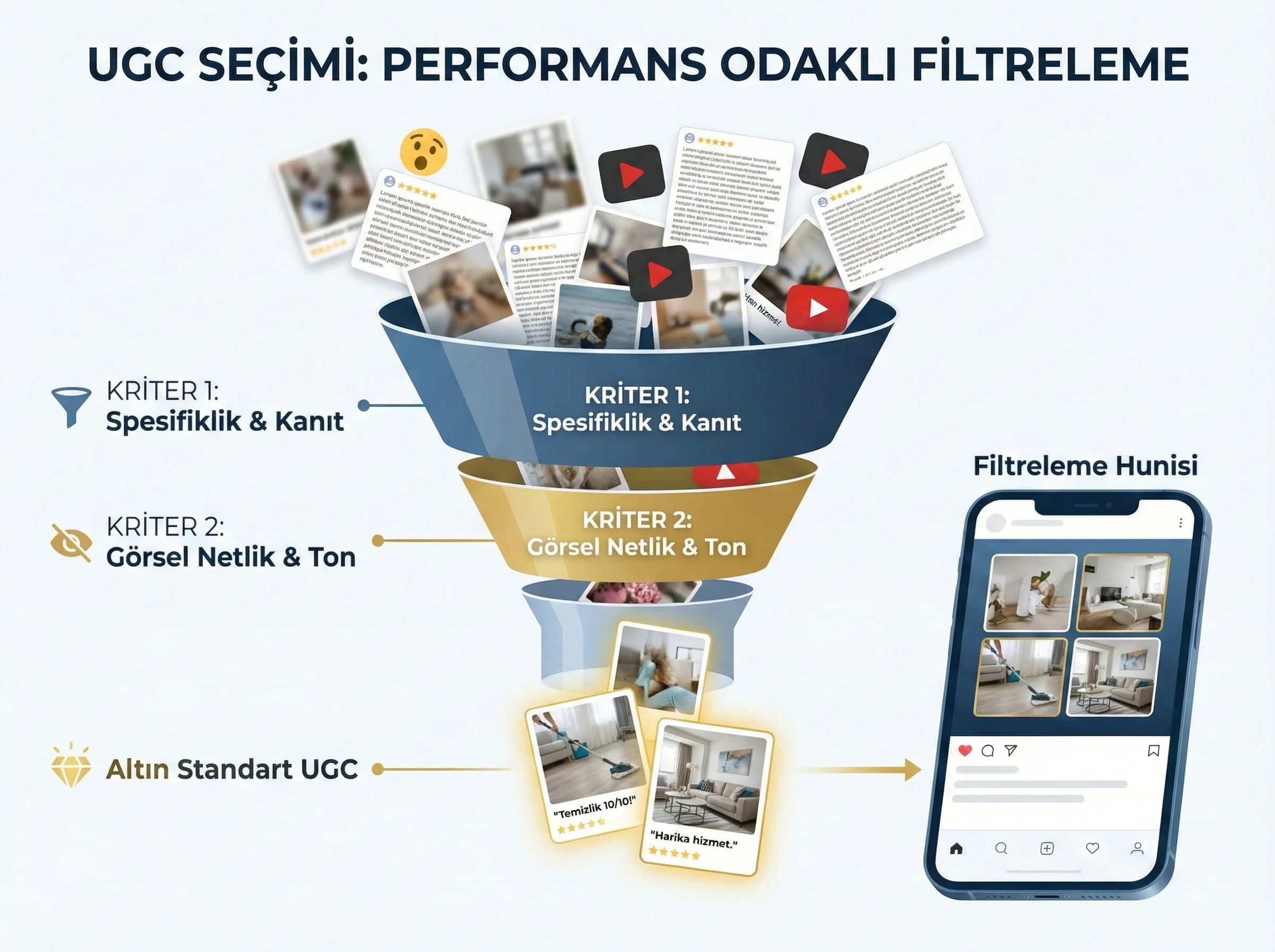 UGC seçimi ve reklama taşıma bölüm ayracı, performans bağlamı