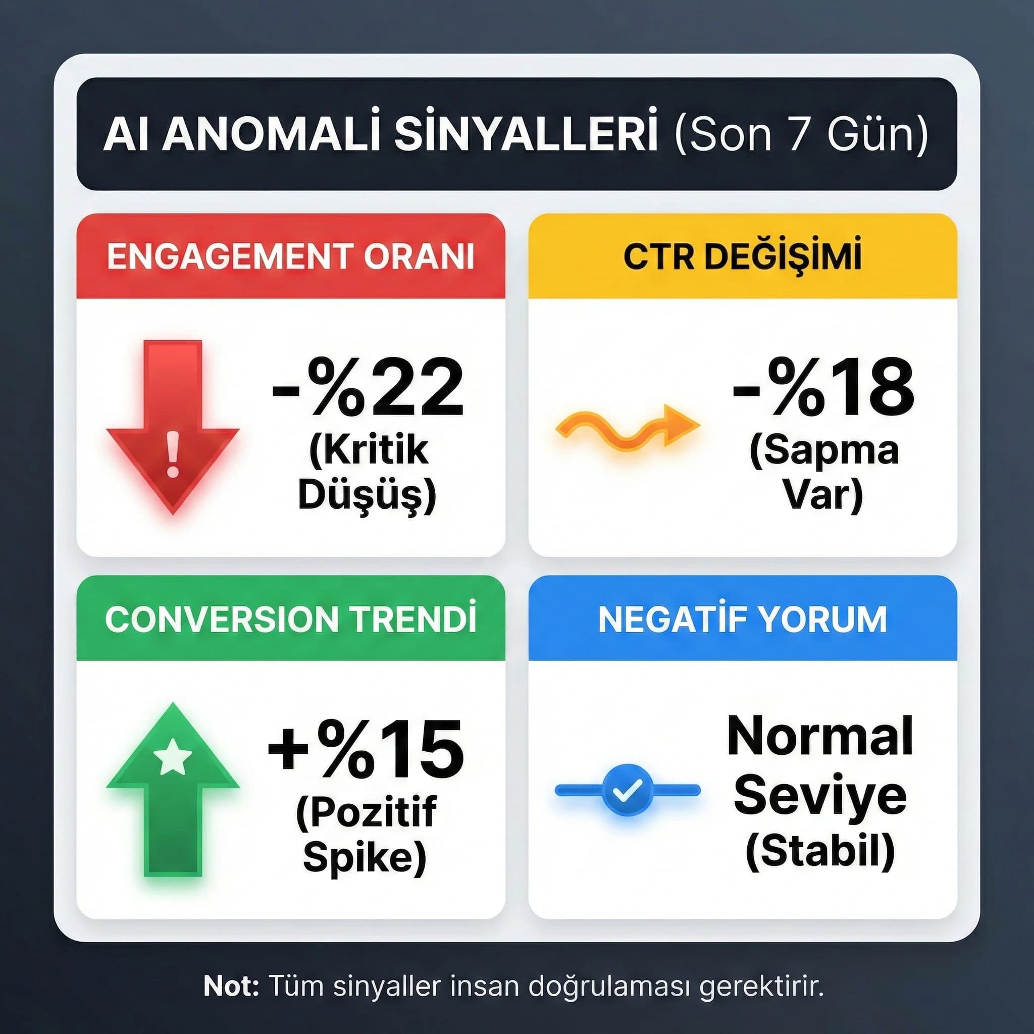 Anomali kartları KPI paneli, trend ve spike tespiti, otel ve B2B