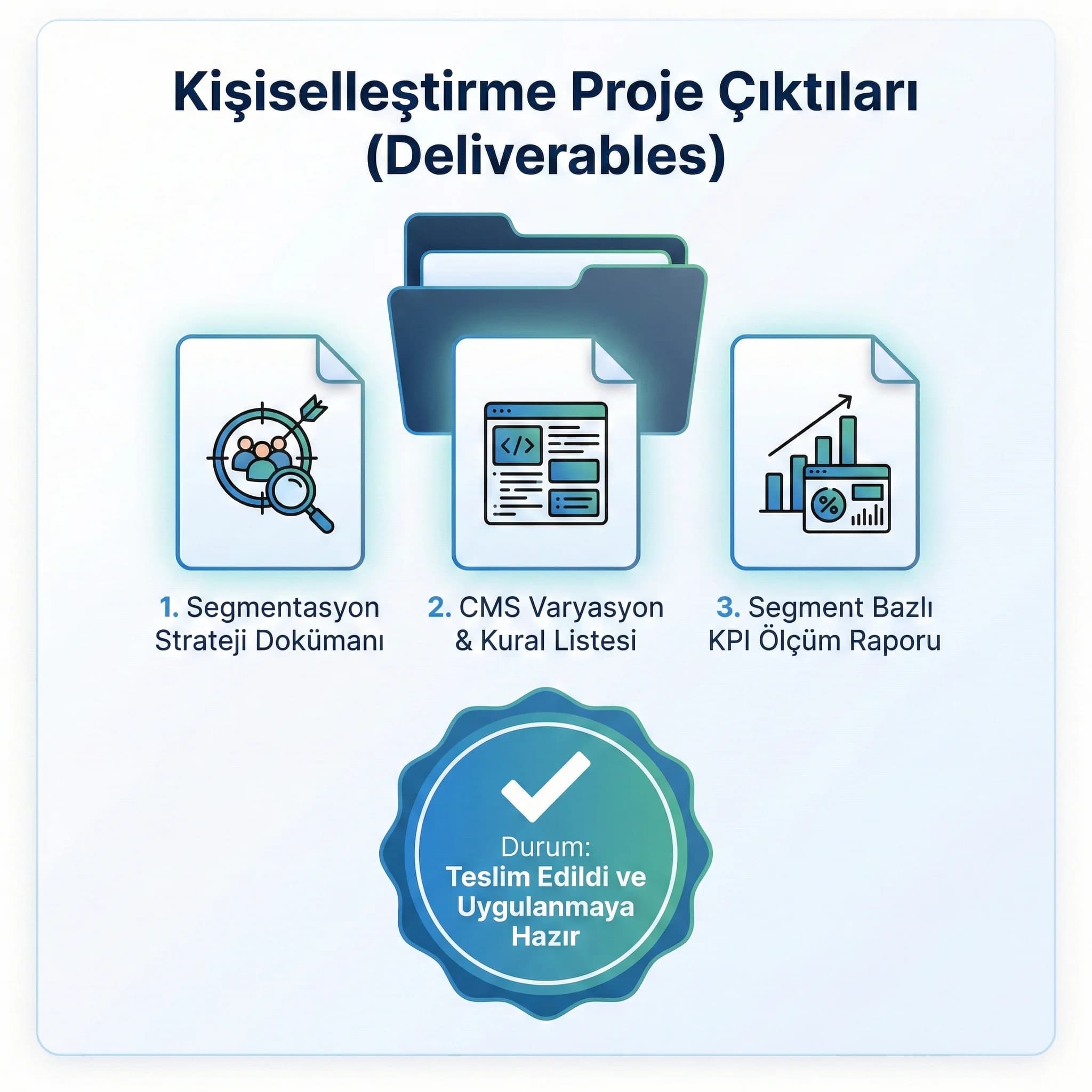 Segment planı ve varyasyon deliverables kartı, güven unsuru bağlamı