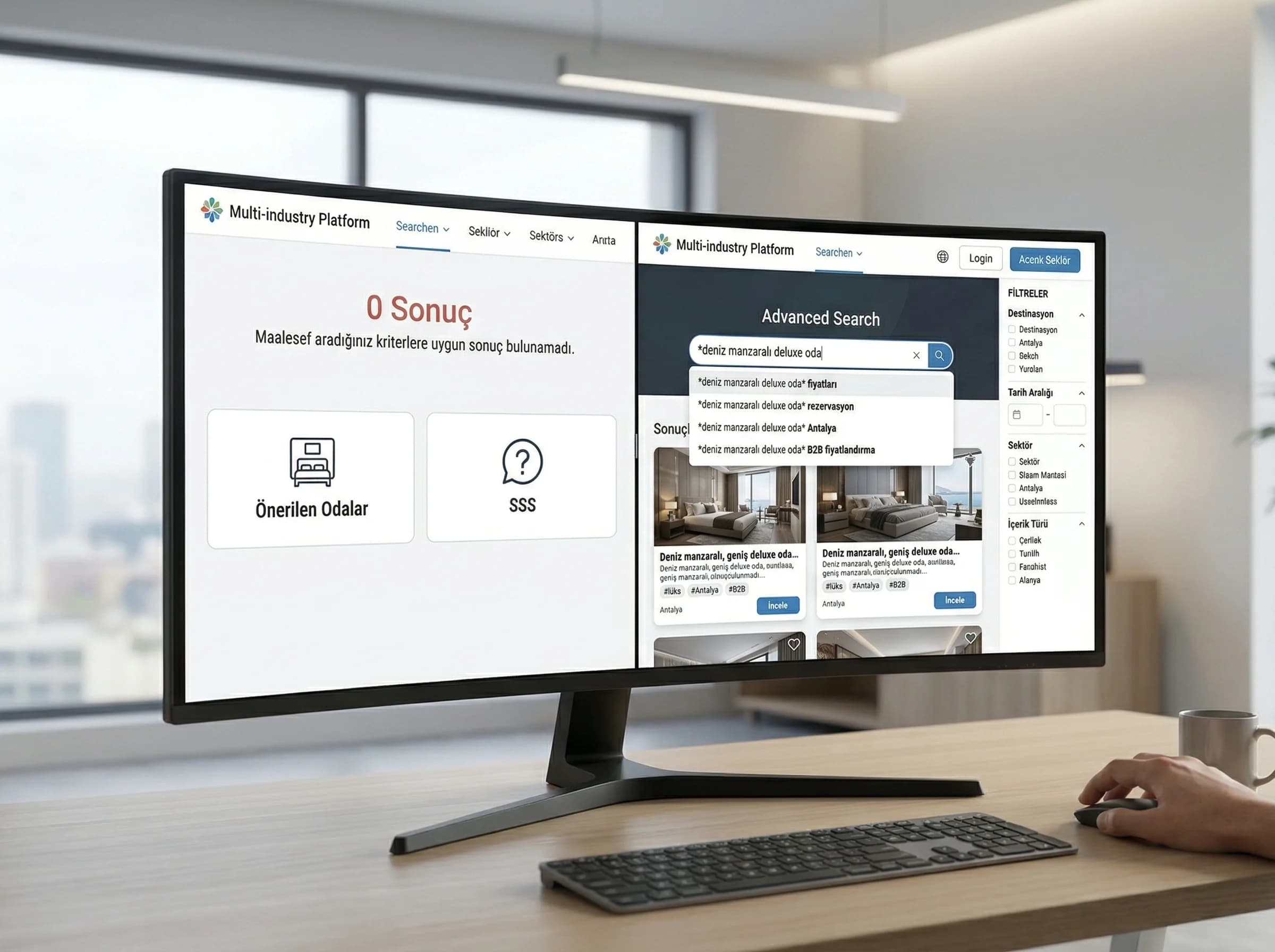 CMS index search UI akış diyagramı, search driven UX bağlamı