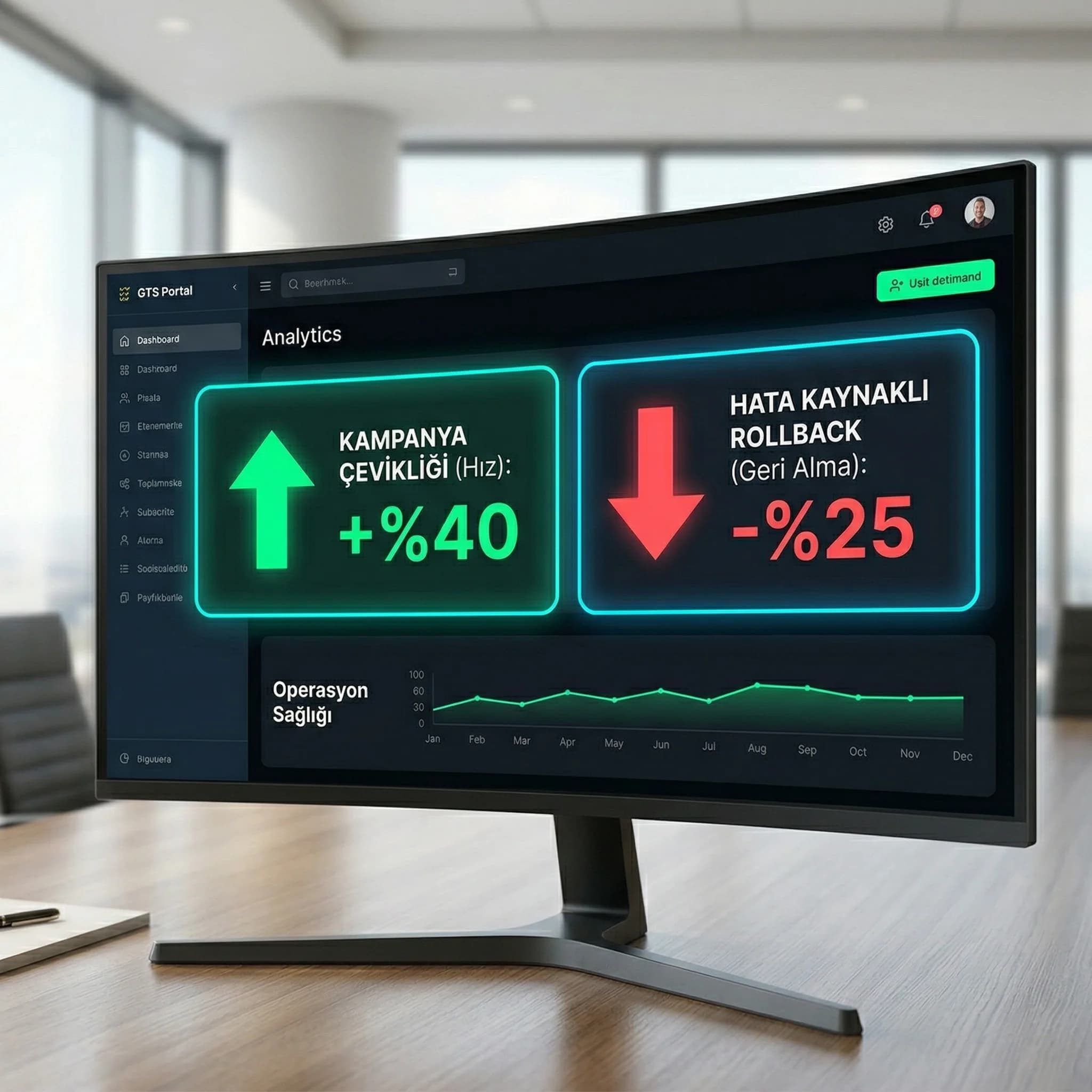 Hata oranı ve rollback KPI kartı, operasyon sağlığı bağlamı