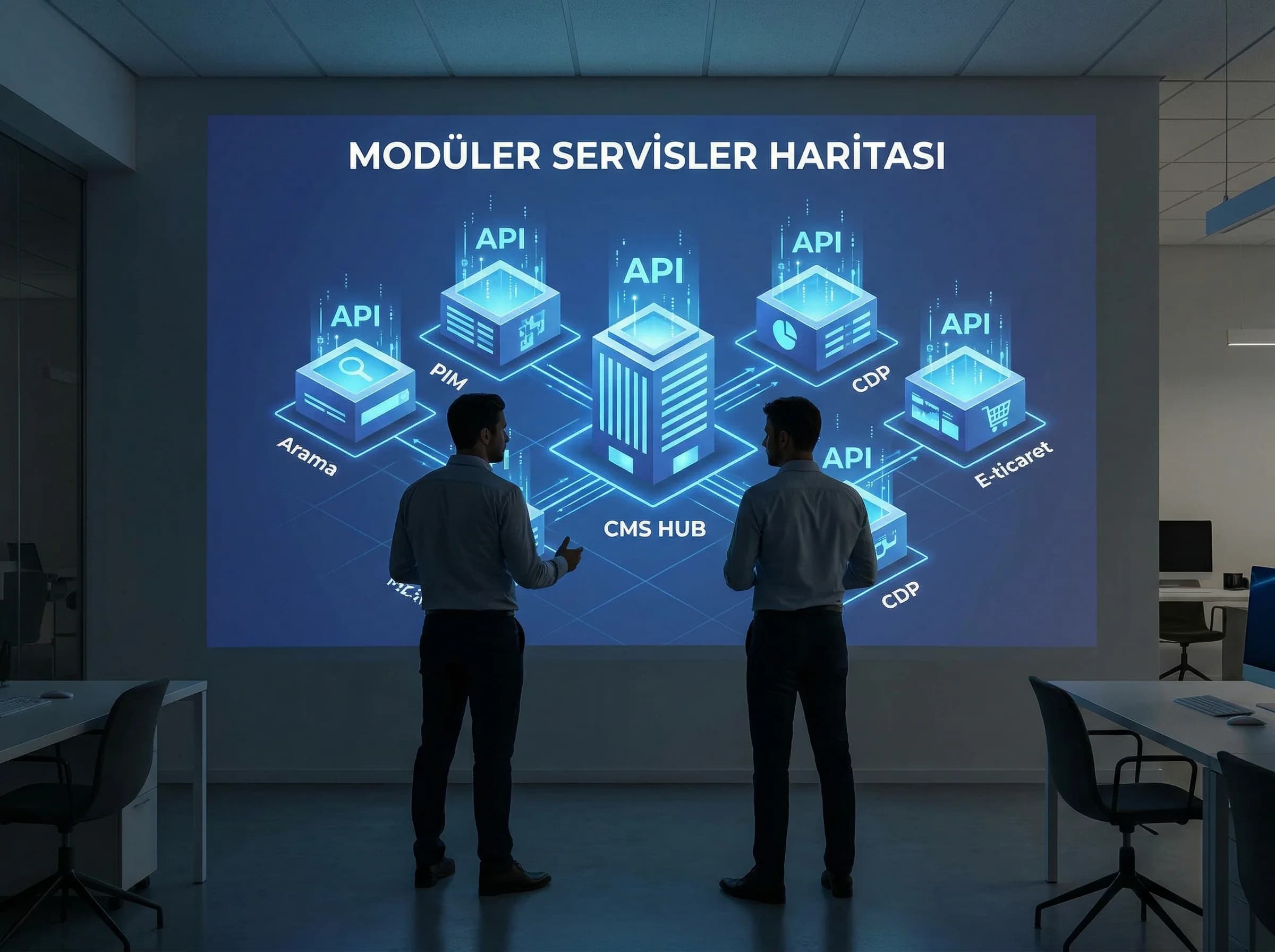 Modüler servisler haritası görseli, composable stack bağlamı