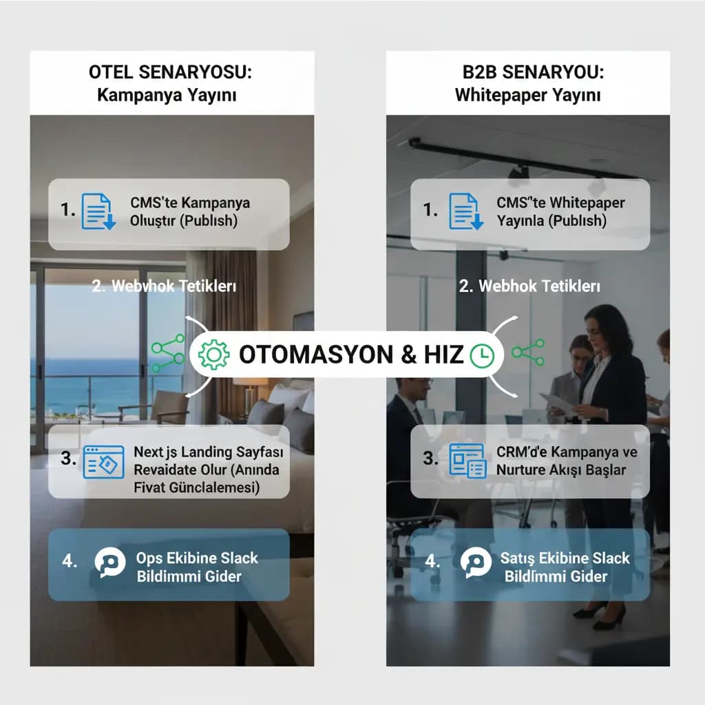 Otel ve B2B otomasyon senaryoları görseli, operasyon bağlamı