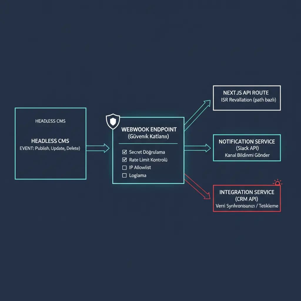 Webhook tetikleyici ve hedef sistemler akış diyagramı, event-driven mimari