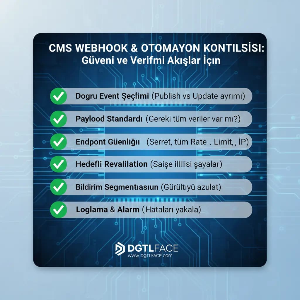 Publish tetikleyici checklist kartı, güvenlik ve operasyon bağlamı