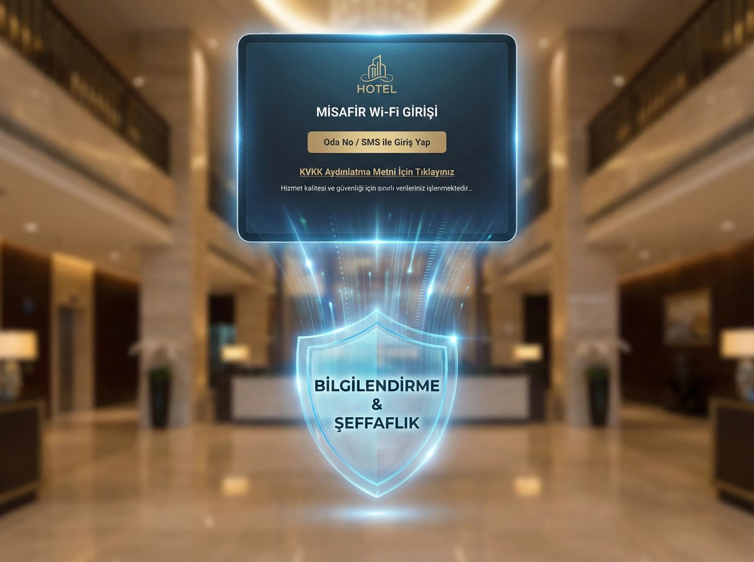 Captive portal ve aydınlatma bölümü ayırıcı, otel Wi-Fi uyumu