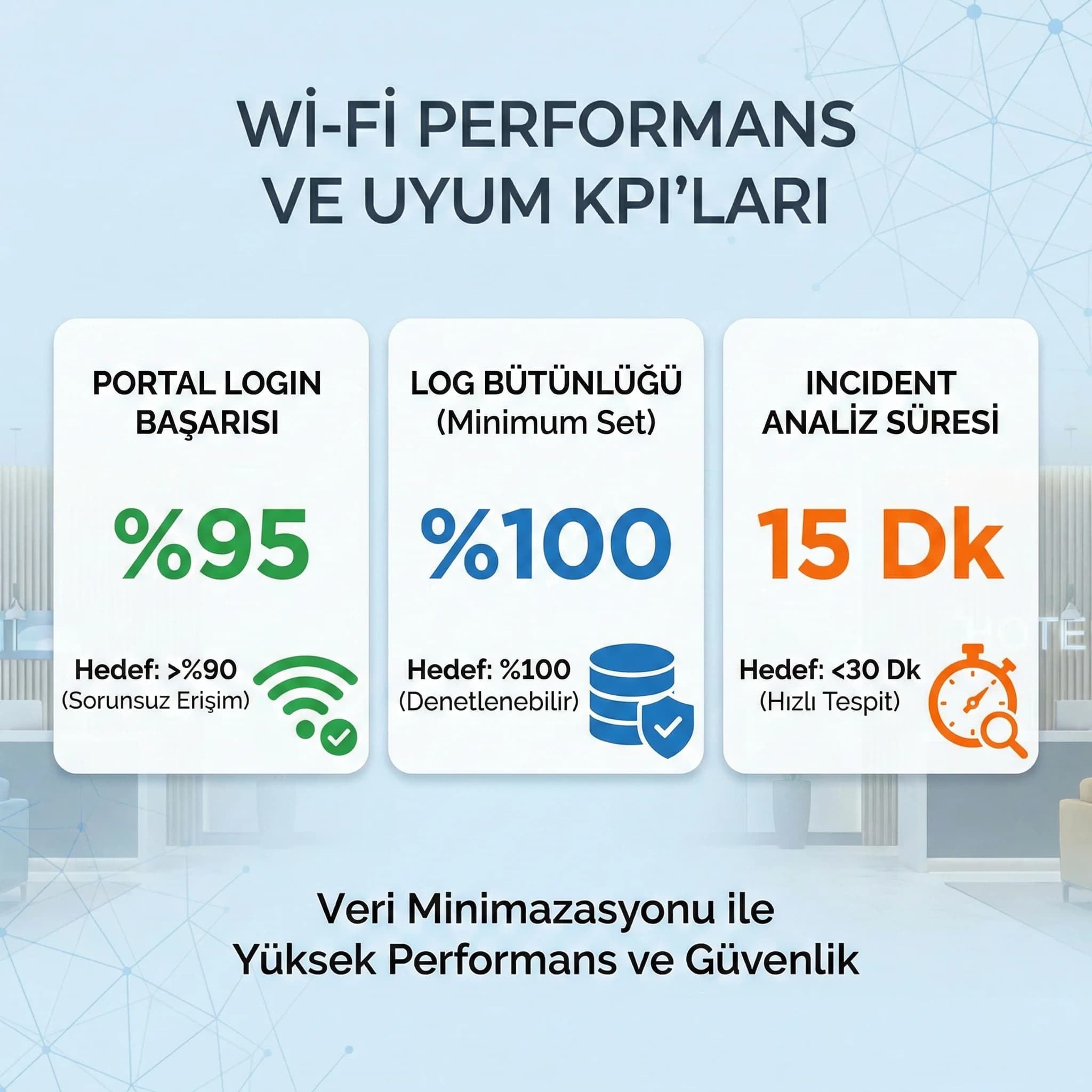Misafir Wi-Fi captive portal ve log akışı diyagramı, otel