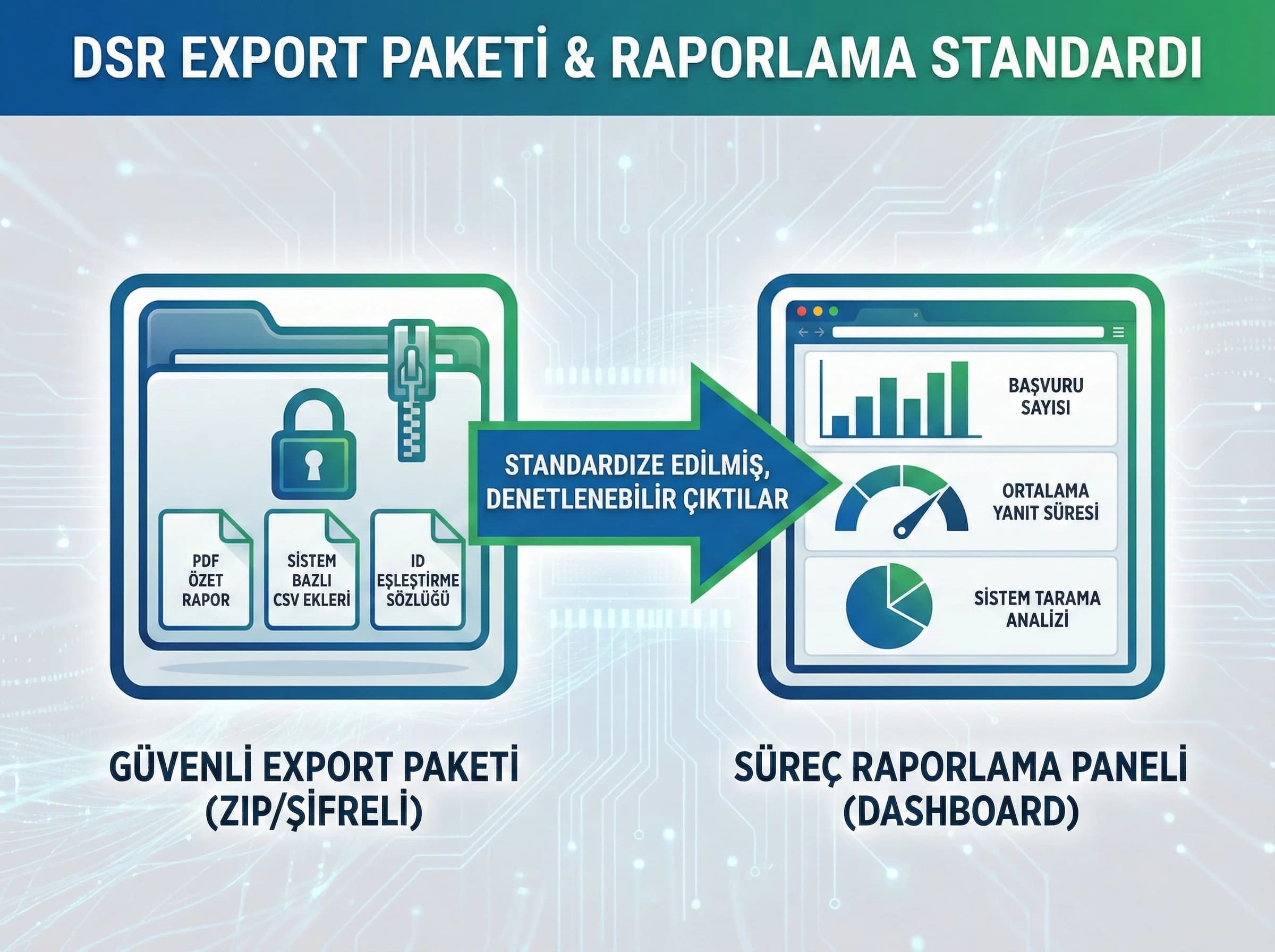 Export ve raporlama bölümü ayırıcı, DSR paket standardı