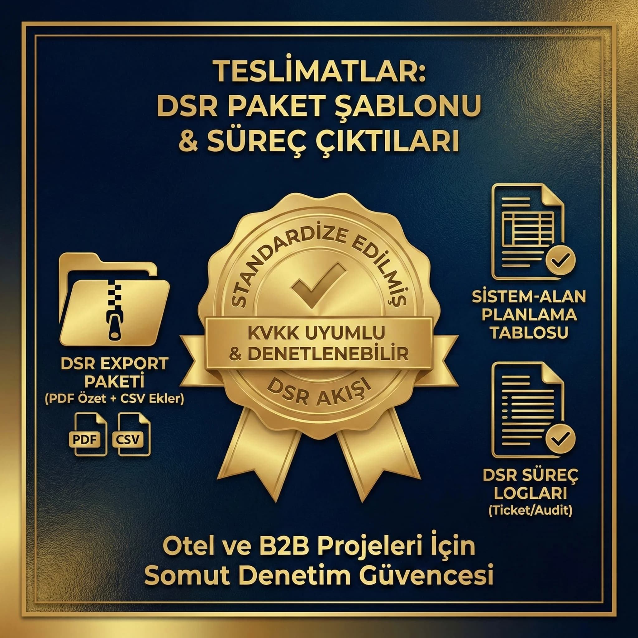 DSR paket şablonu ve süreç deliverables kartı, KVKK uyumu