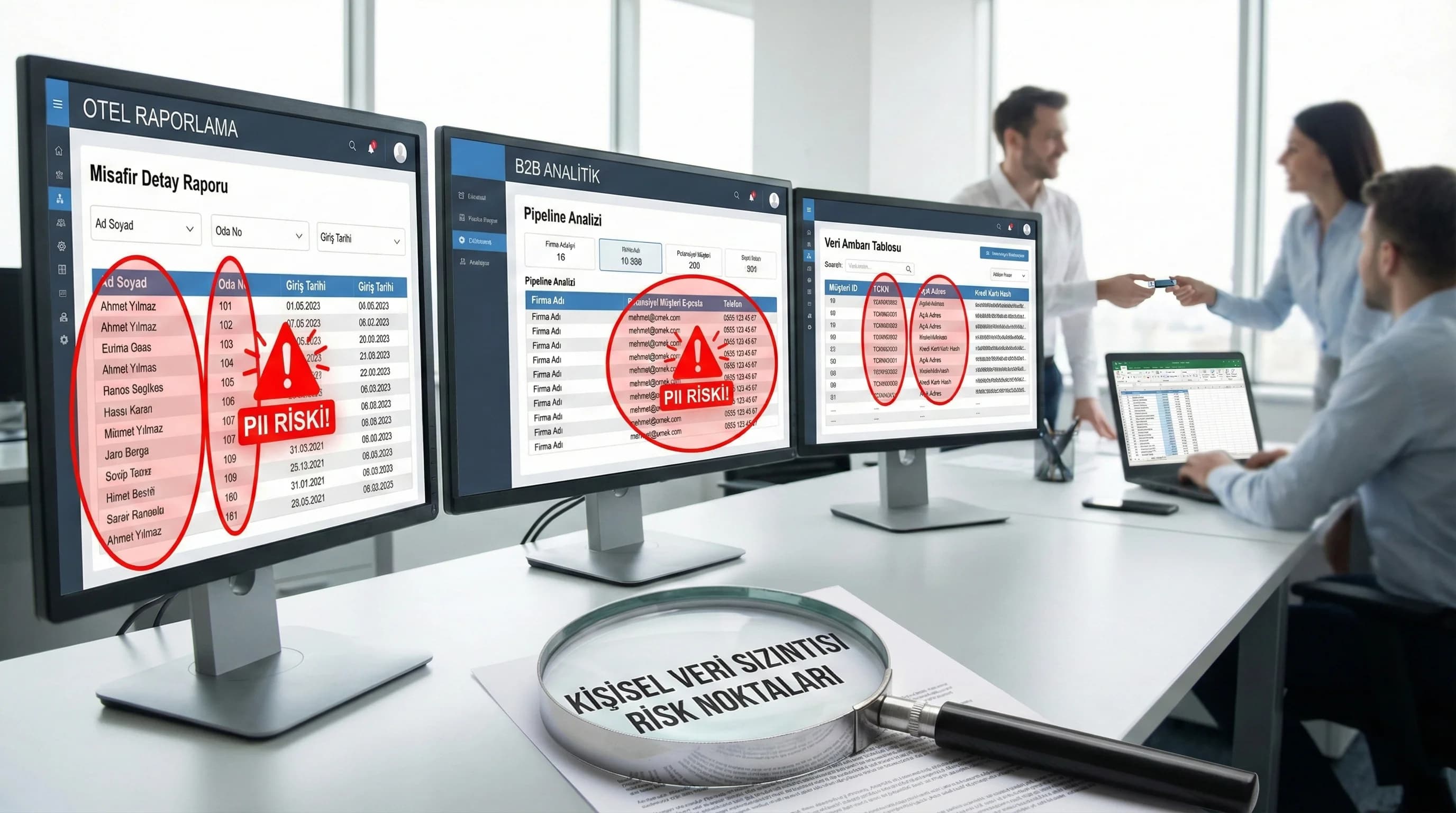 BI dashboardlarında kişisel veri risk noktaları, otel ve B2B raporlama