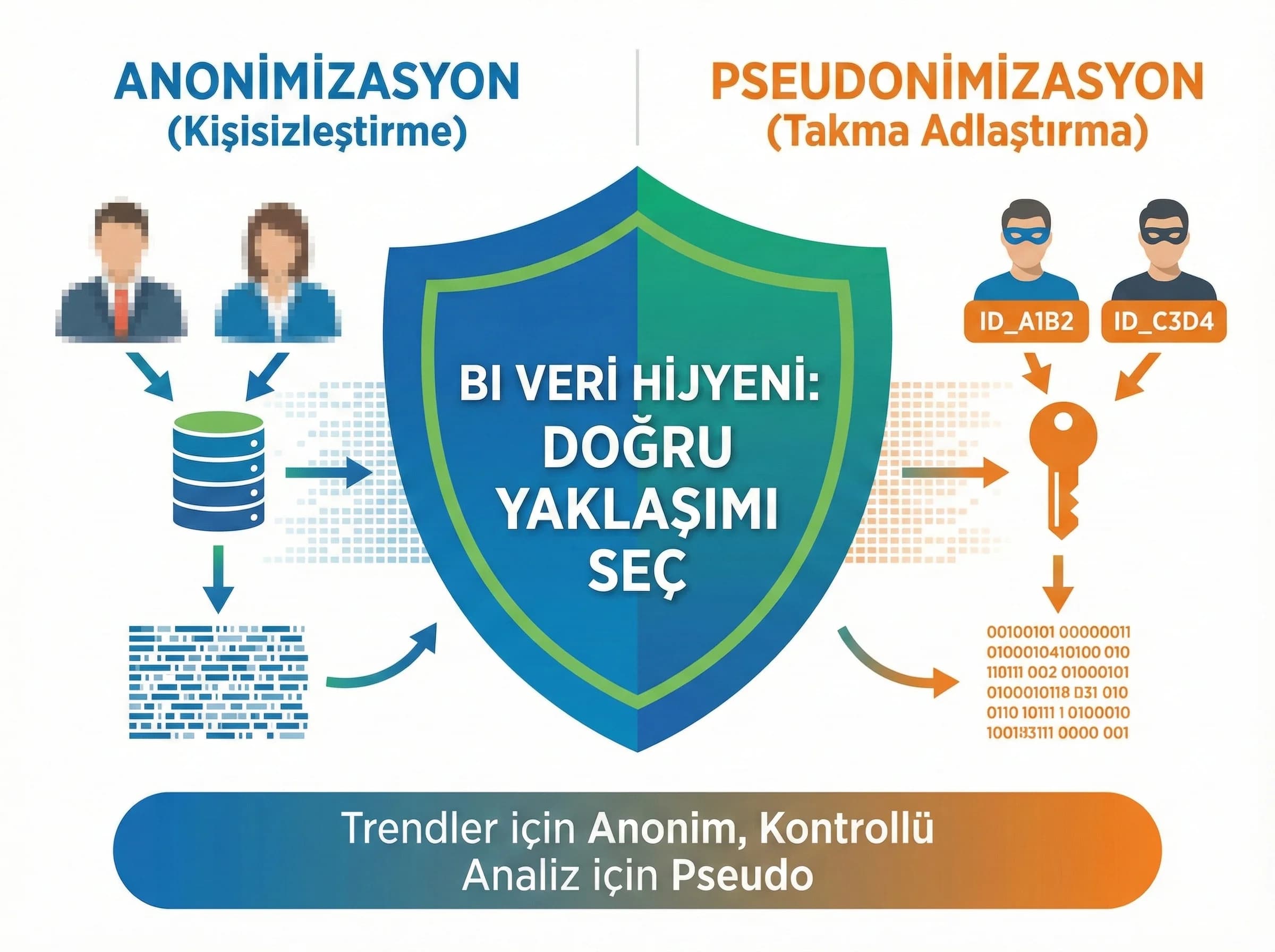 Anonimizasyon ve pseudonimizasyon çerçevesi bölüm ayırıcı, BI hijyeni