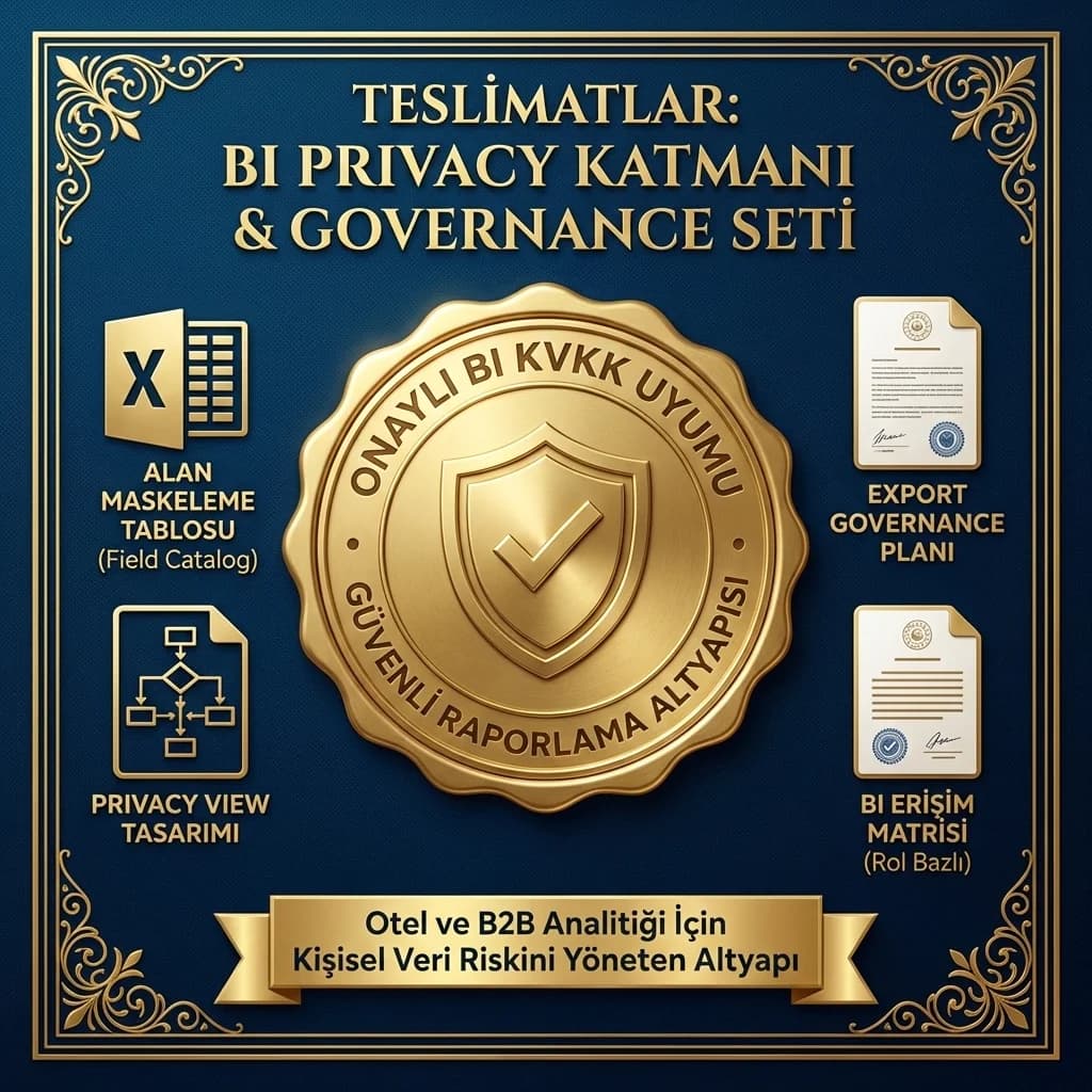 Alan kataloğu ve privacy view deliverables kartı, BI KVKK uyumu