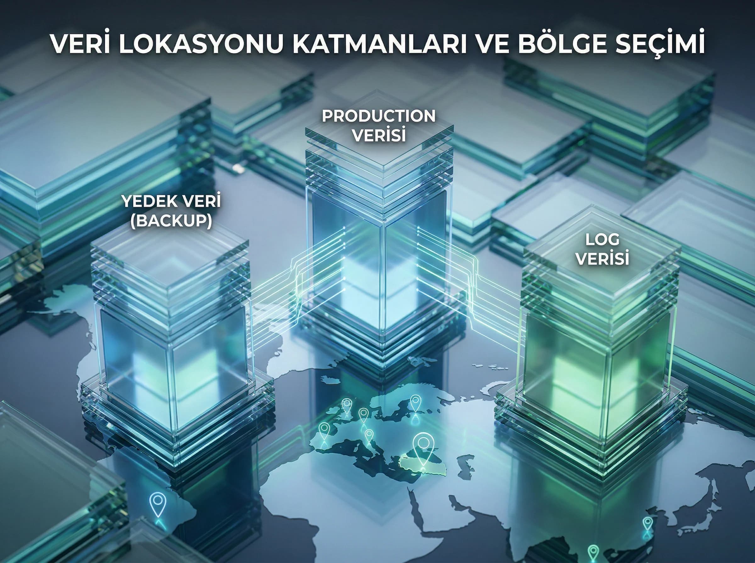 Veri lokasyonu ve bölge seçimi bölümü ayırıcı, prod backup log haritası