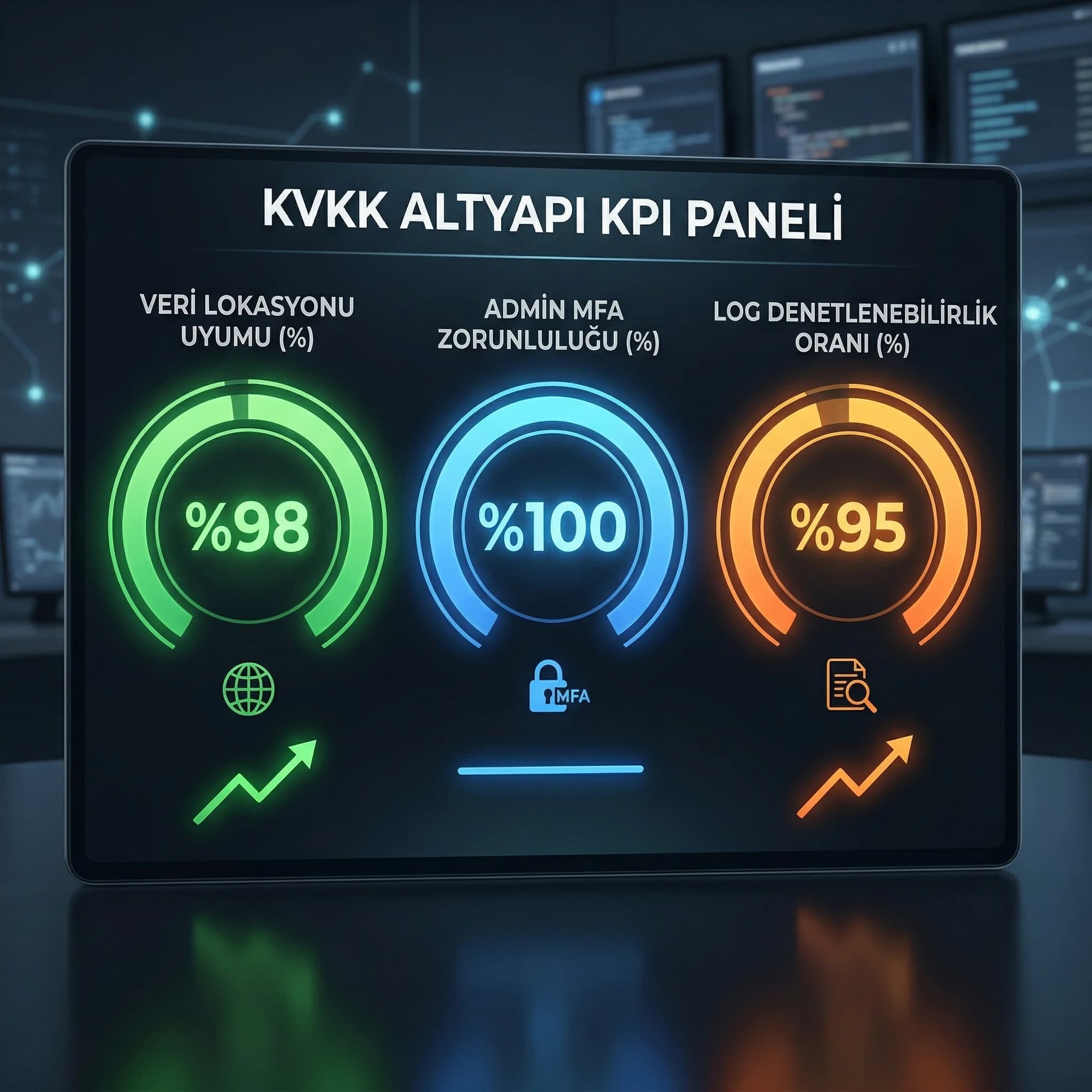 Admin MFA ve veri lokasyonu uyumu KPI paneli, KVKK altyapı yönetimi
