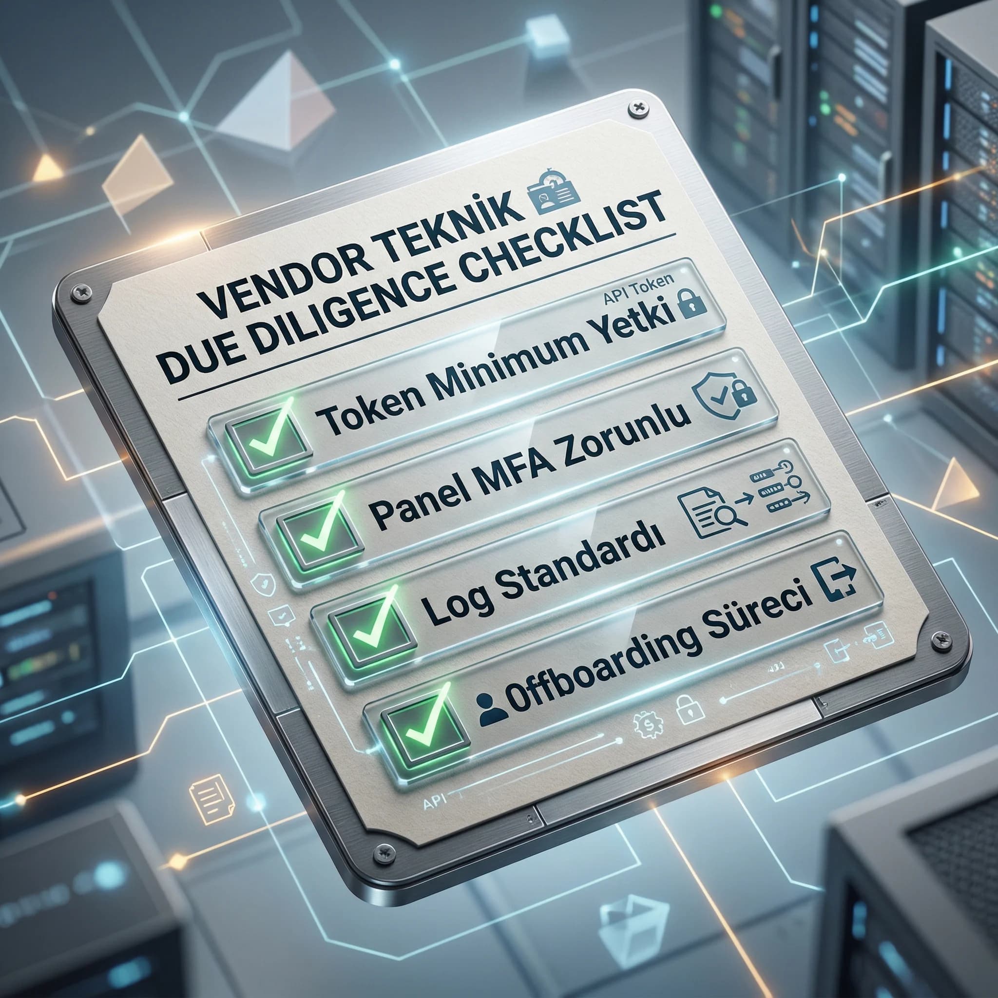 Vendor teknik due diligence checklist kartı, erişim ve entegrasyon kontrolleri