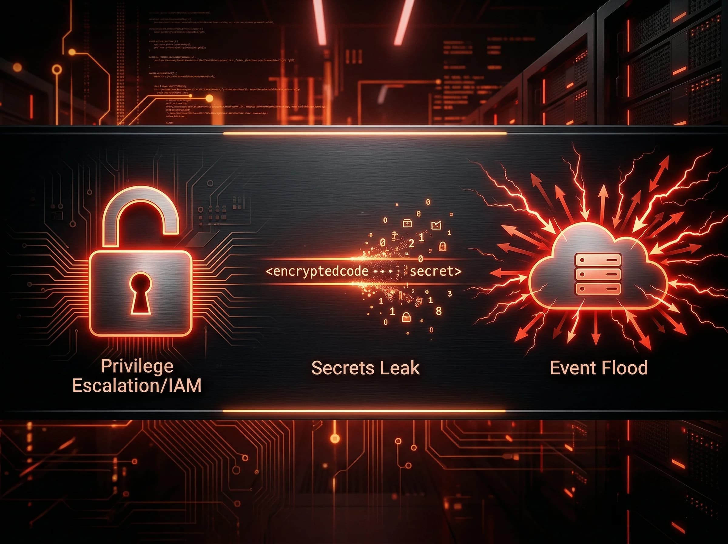 IAM secrets ve event tabanlı riskler, serverless güvenliği için bölüm ayırıcı
