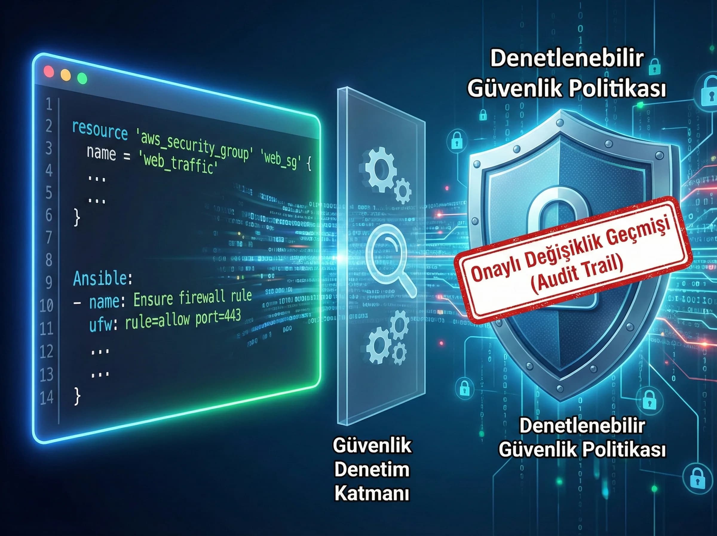 Security-as-Code yaklaşımı, Terraform/Ansible ile denetlenebilir güvenlik değişiklikleri bölümü